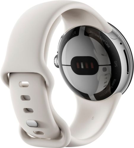 Google Pixel Watch 1 (Bluetooth + LTE) - 32GB - 41mm - Polished Silver Stainless Steel Case with Chalk Fluoroelastomer Active Band by Google - Refurbished - Very Good condition - Image 4