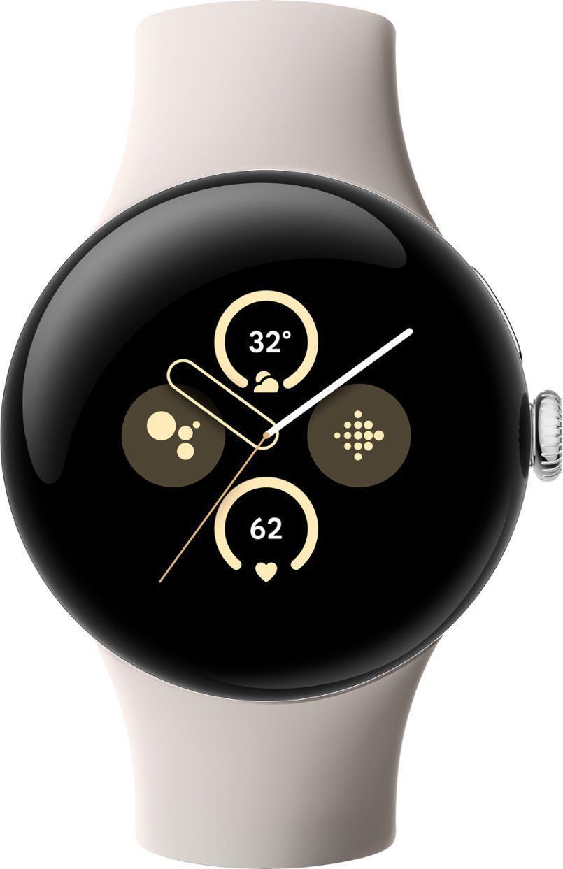 Google Pixel Watch 2 (Bluetooth + LTE) - 32GB - 1.2 inch - Polished Silver Aluminum Case with Porcelain Fluoroelastomer Active Band by Google - Refurbished - Like New condition - US$111.98