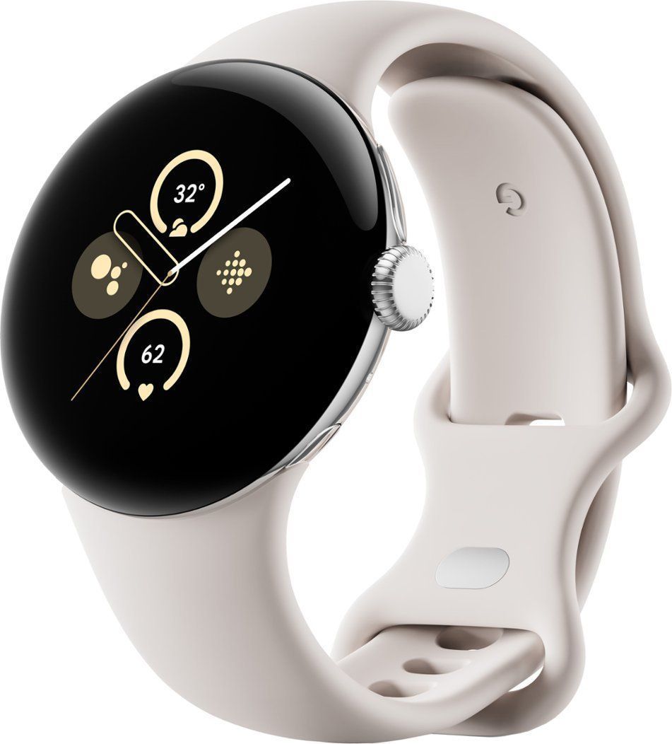 Google Pixel Watch 2 (Bluetooth + LTE) - 32GB - 1.2 inch - Polished Silver Aluminum Case with Porcelain Fluoroelastomer Active Band by Google - Refurbished - Like New condition - Image 2