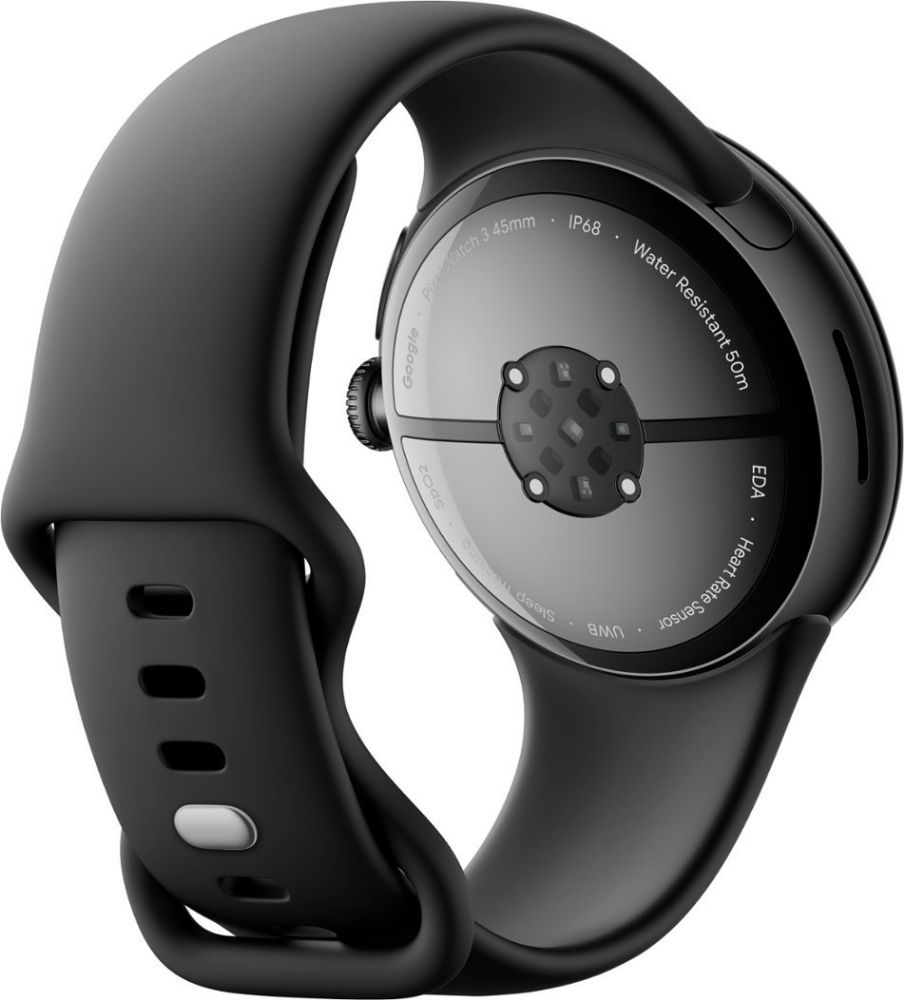 Google Pixel Watch 3 (Bluetooth) - 32GB - 45mm - Matte Black 100% Recycled Aluminum Case with Obsidian Fluoroelastomer Active Band by Google - Image 4