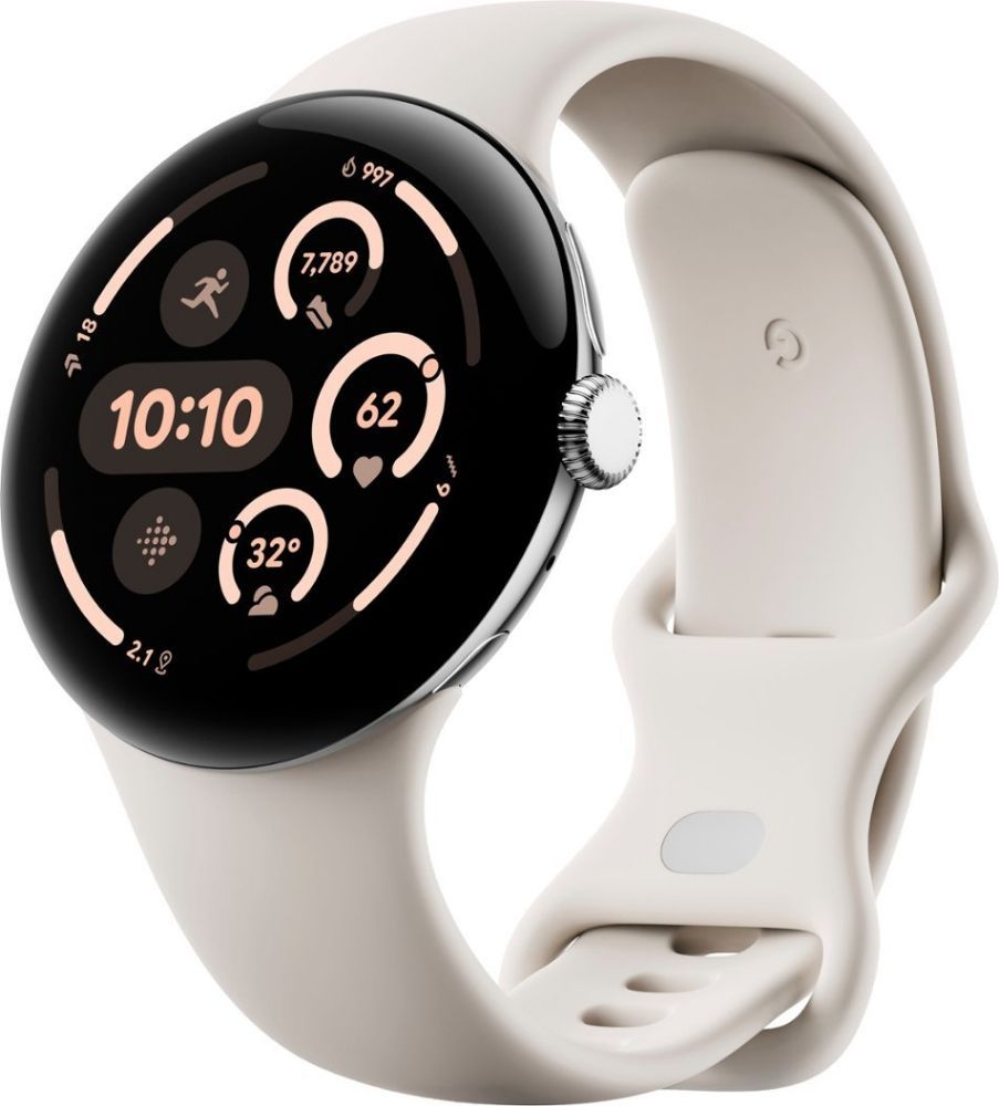 Google Pixel Watch 3 (Bluetooth + LTE) - 32GB - 45mm - Polished Silver 100% Recycled Aluminum Case with Porcelain Fluoroelastomer Active Band by Google - Image 2