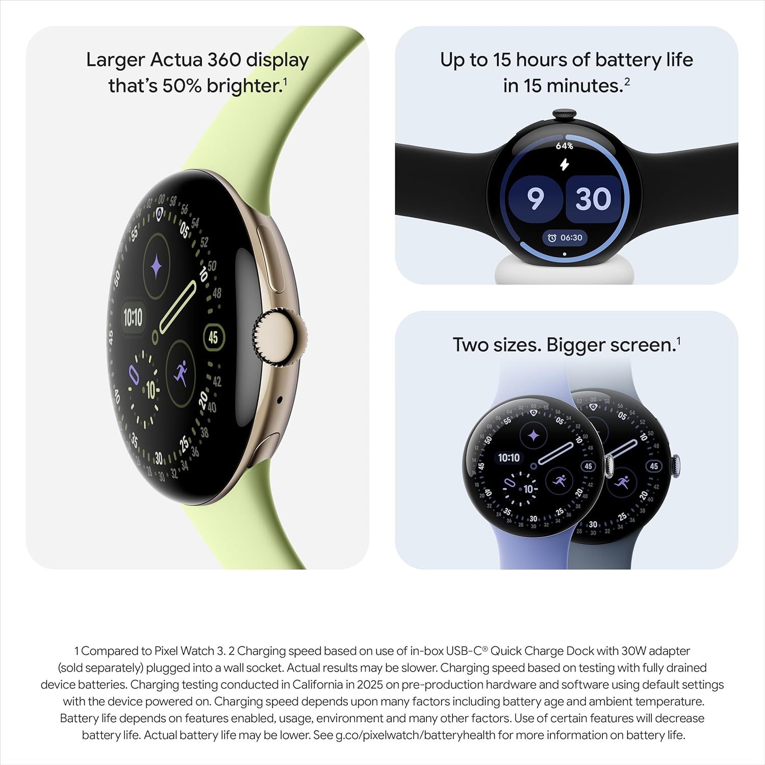 Google Pixel Watch 4 - 32GB - 45mm - Matte Black Aluminum Case with Obsidian Fluoroelastomer Active Band - Small Size by Google - Refurbished - Very Good condition - Image 6