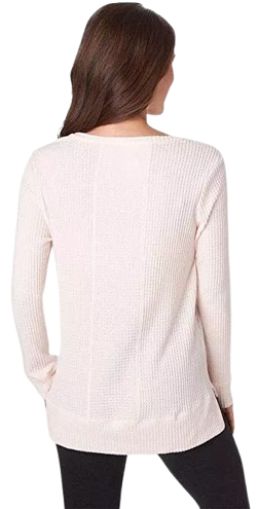 GreenTea Women's Brushed Waffle Top L - Light Pink by GreenTea - Image 2