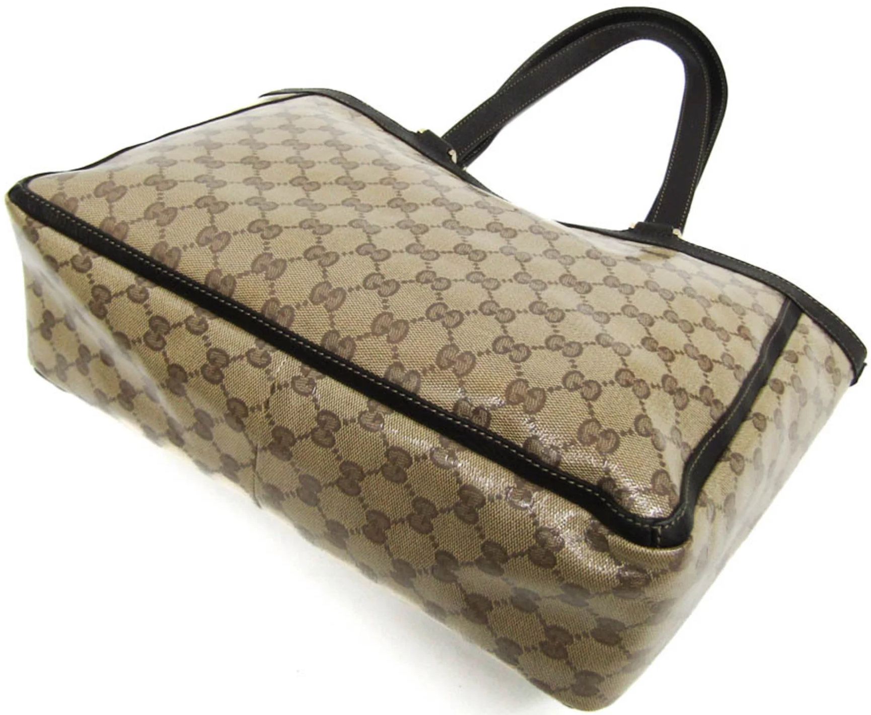 Gucci GG Crystal Leather PVC Tote Bag - Leather - Beige/Dark Brown by Gucci - Image 2