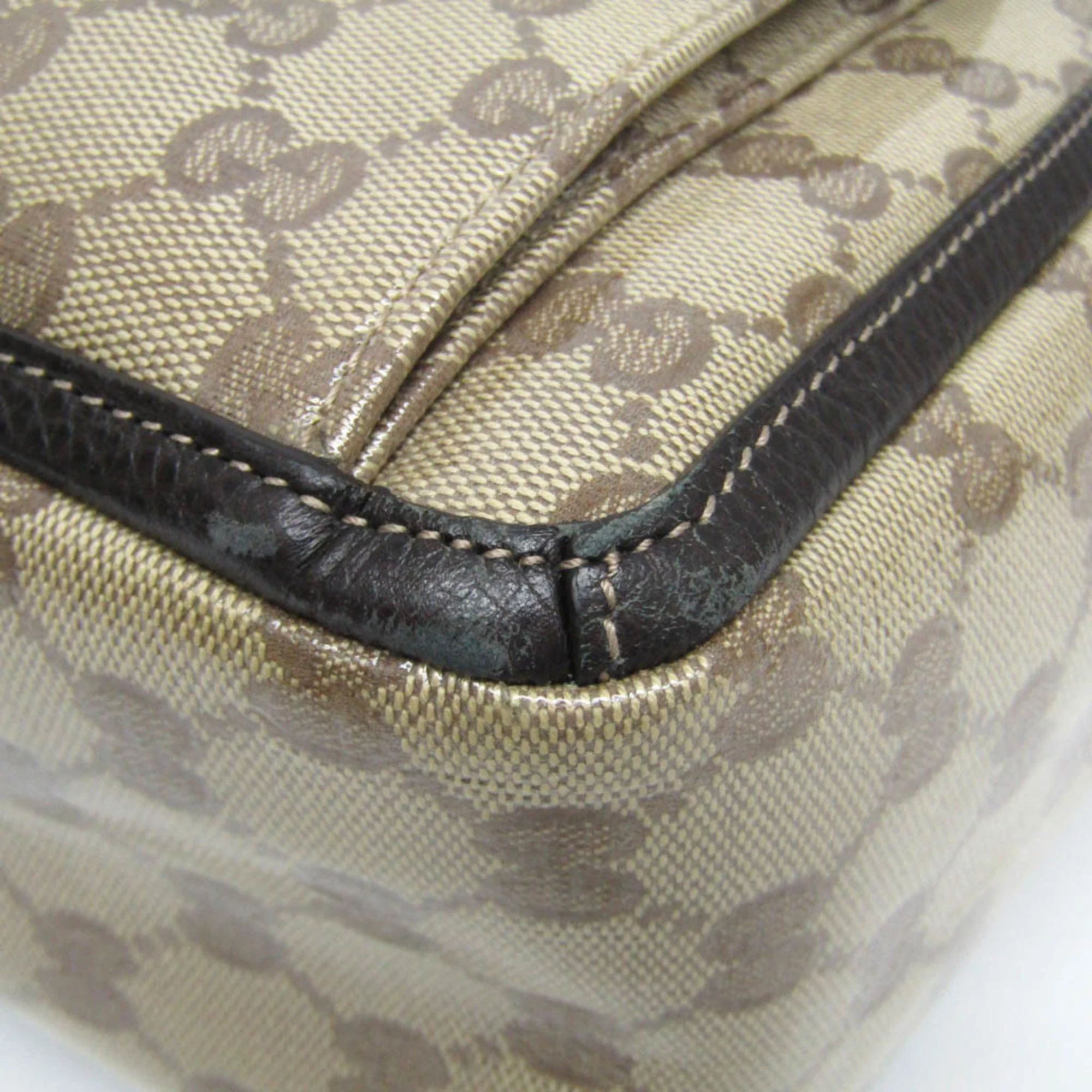 Gucci GG Crystal Leather PVC Tote Bag - Leather - Beige/Dark Brown by Gucci - Image 4