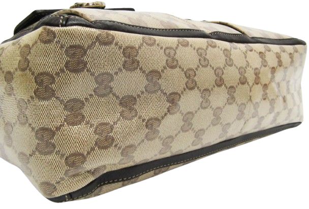Gucci GG Crystal Leather PVC Tote Bag - Leather - Beige/Dark Brown by Gucci - Image 5