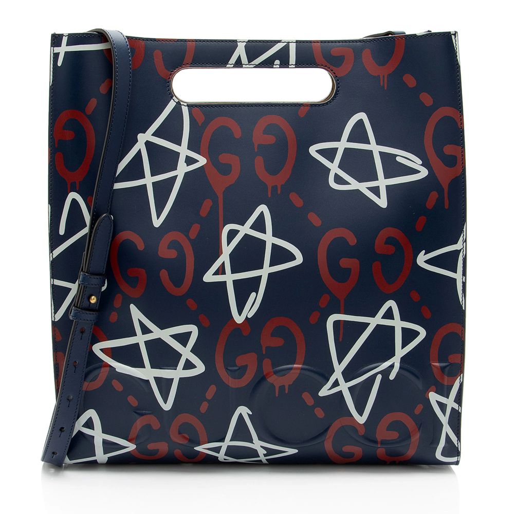 Gucci Leather Ghost Medium Tote - Leather - Red/White/Blue by Gucci - Refurbished - Very Good condition - US$727.99