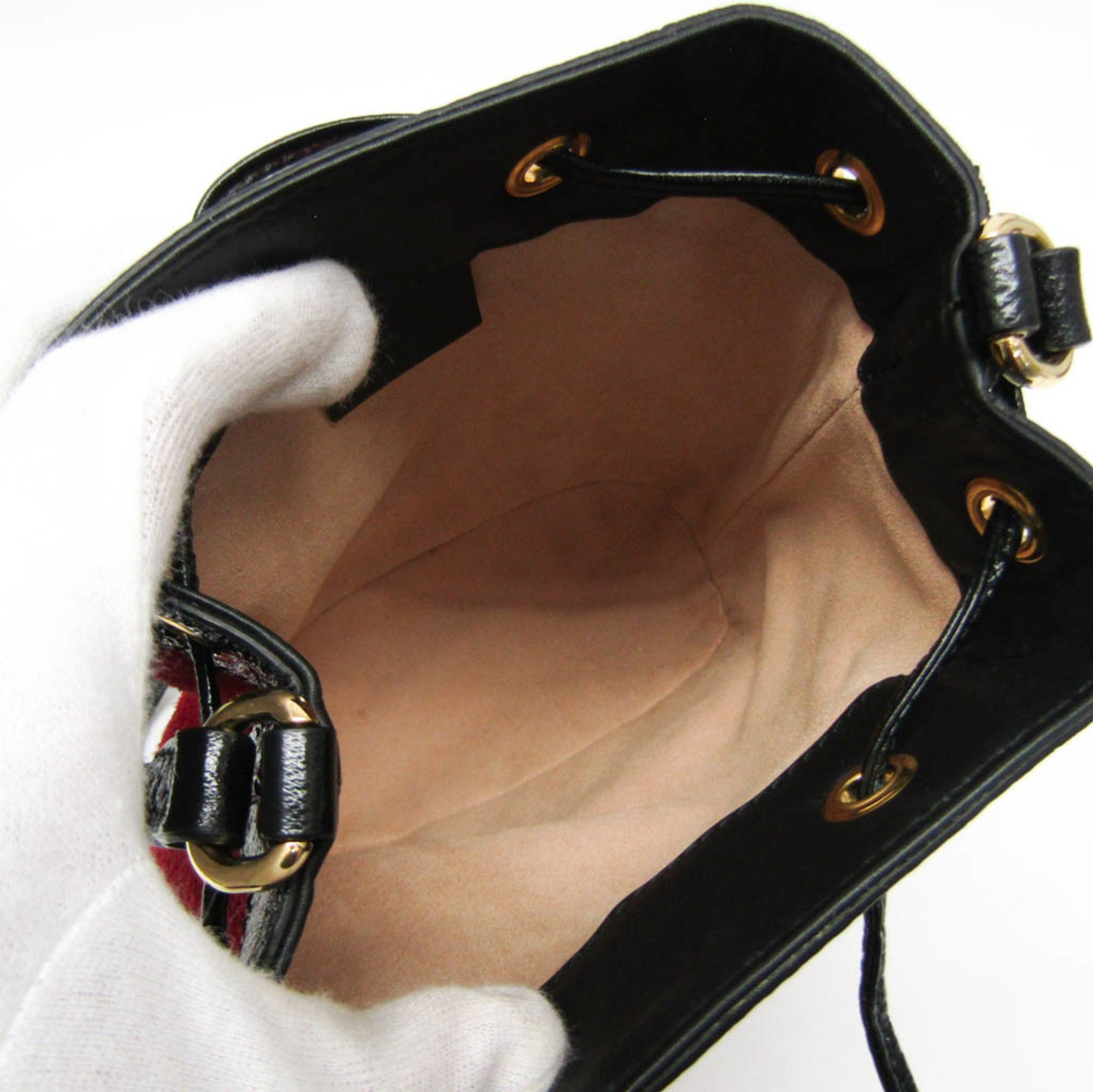 Gucci Leather Suede Shoulder Bag - Suede - Black/Navy/Red by Gucci - Image 3