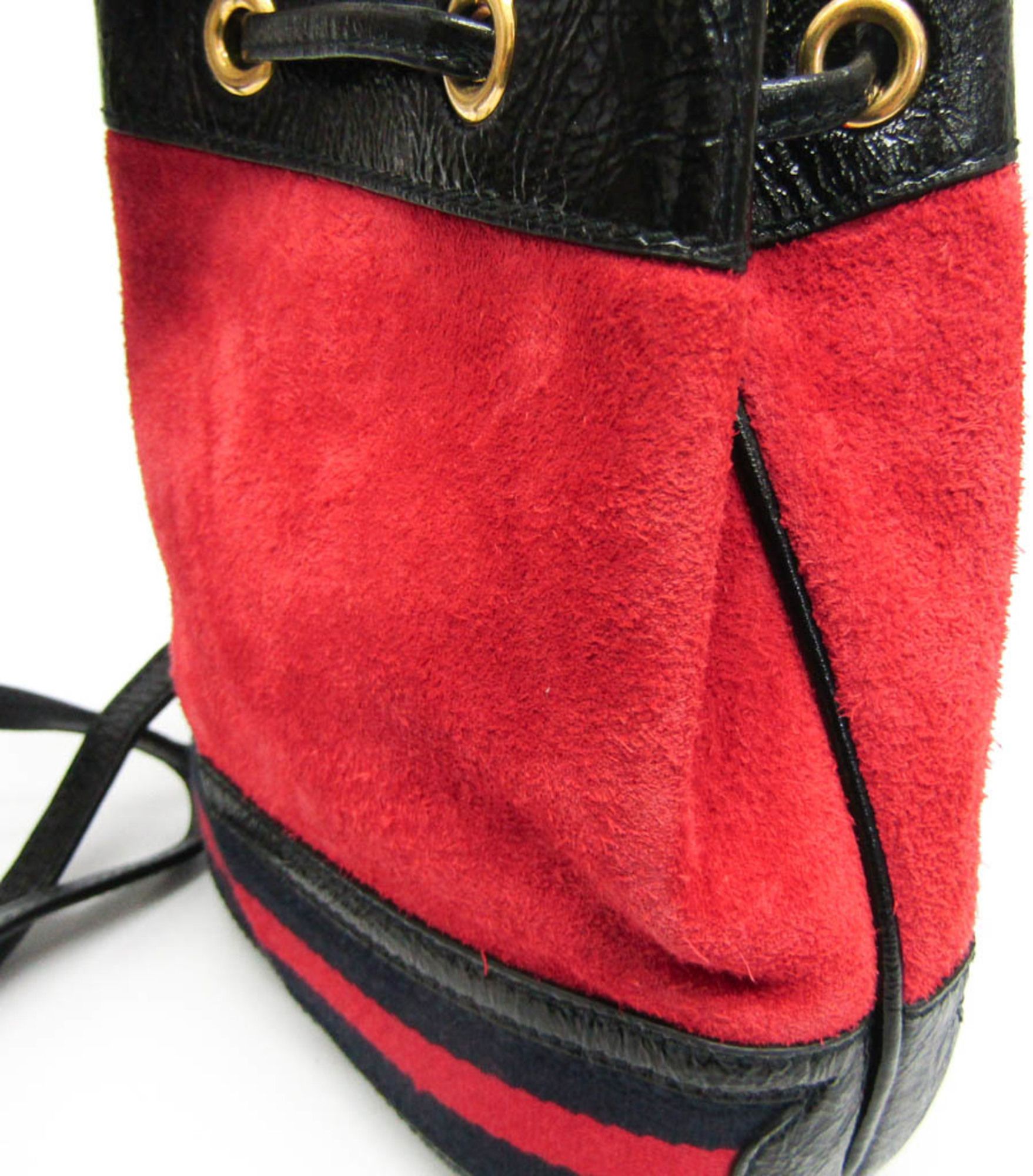 Gucci Leather Suede Shoulder Bag - Suede - Black/Navy/Red by Gucci - Image 5