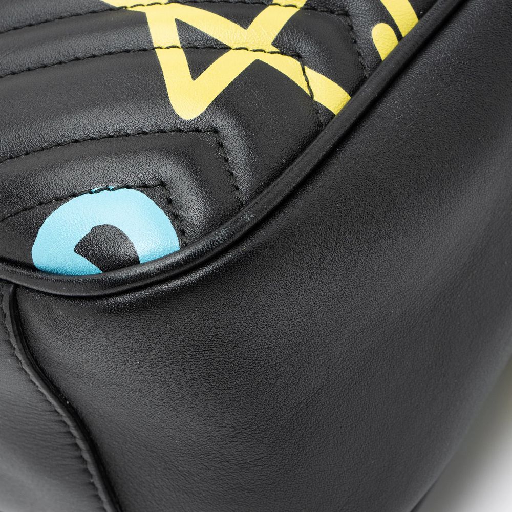 Gucci Matelasse Leather GG Marmont Ghost Medium Shoulder Bag - Leather - Black/Yellow/Blue by Gucci - Image 12