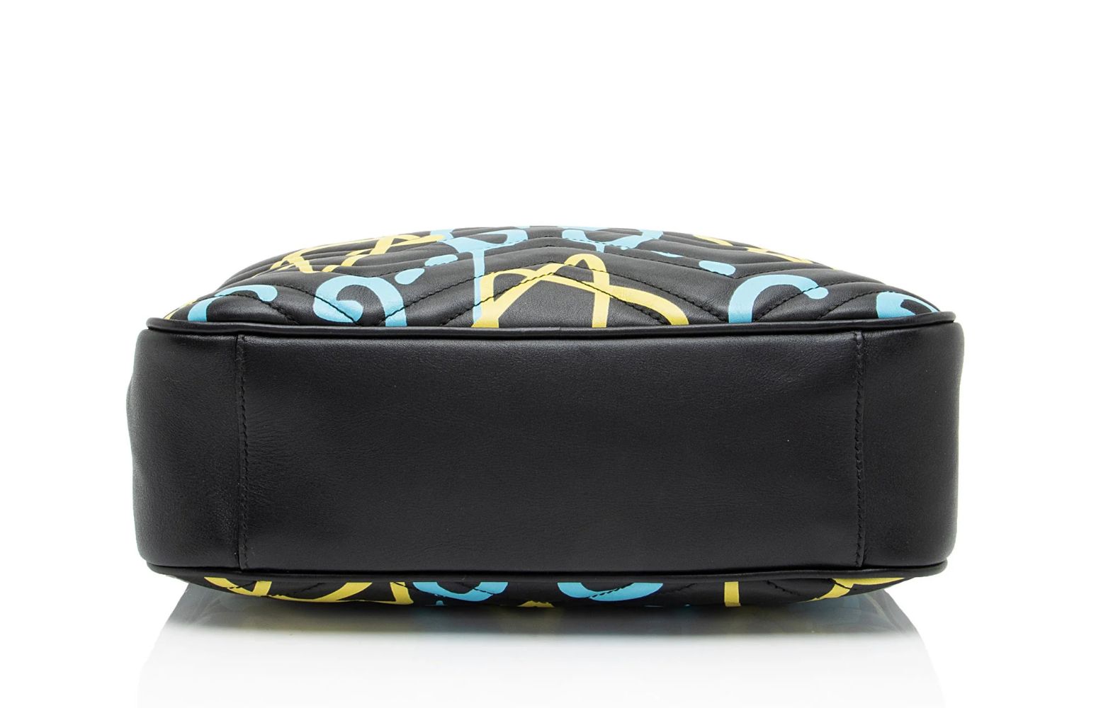 Gucci Matelasse Leather GG Marmont Ghost Medium Shoulder Bag - Leather - Black/Yellow/Blue by Gucci - Image 4