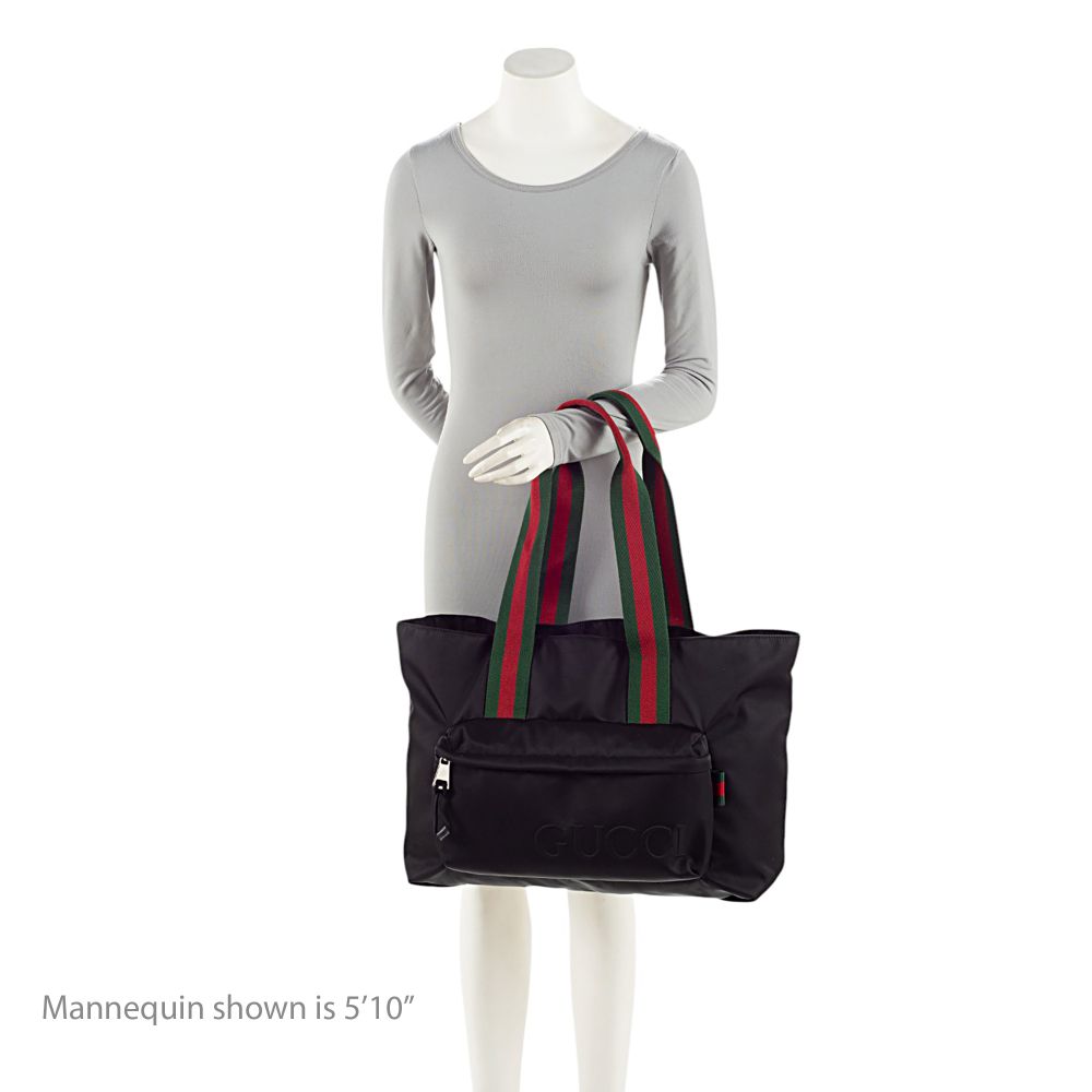 Gucci Nylon Embossed Web Large Tote - Nylon - Black by Gucci - Image 5