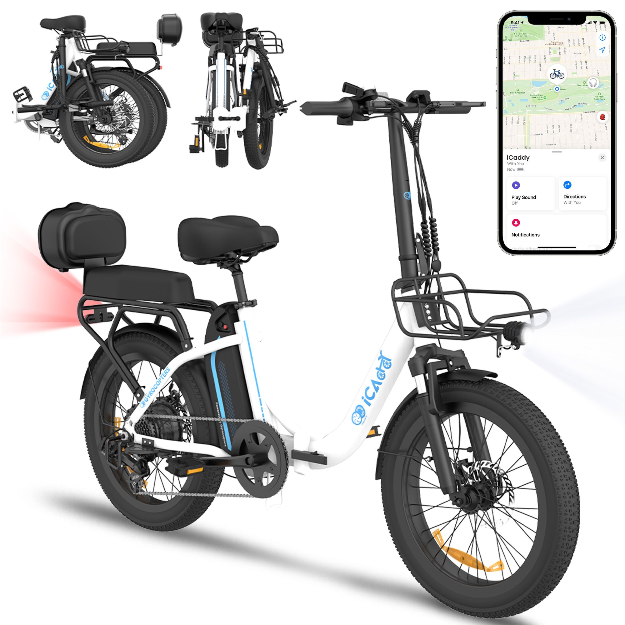 Gyrocopters iCaddy Foldable Electric Bike - White by Gyrocopters - Refurbished - Very Good condition - CA$1208.98
