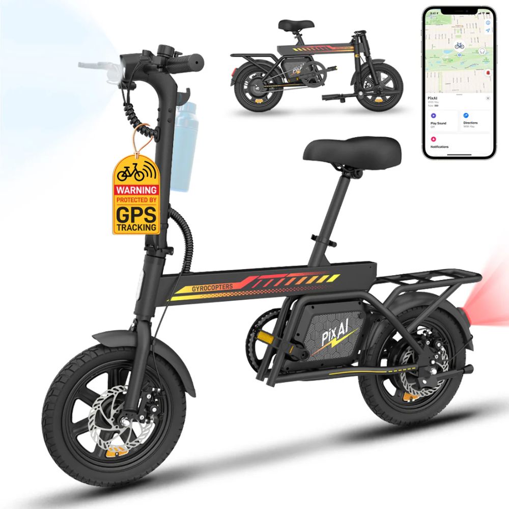 Gyrocopters PixAI Electric Foldable Cargo Bike - Black by Gyrocopters - Refurbished - Very Good condition - CA$430.98