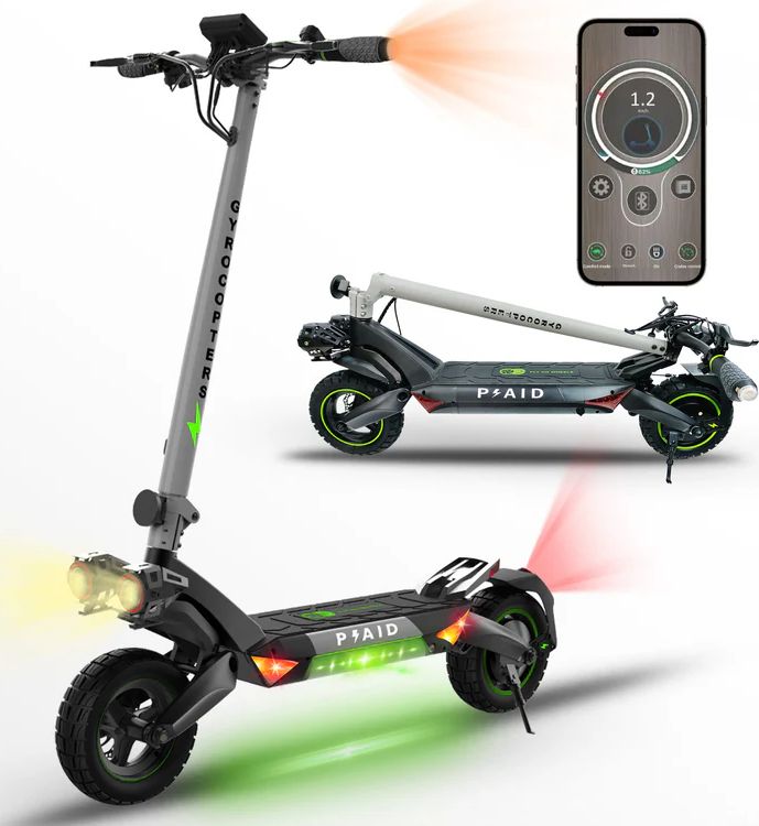 Gyrocopters Plaid Off Road Electric Scooter (Standard Plaid) - Grey by Gyrocopters - Refurbished - Very Good condition - CA$908.98