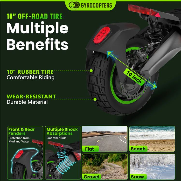 Gyrocopters Plaid Off Road Electric Scooter (Standard Plaid) - Grey by Gyrocopters - Refurbished - Very Good condition - Image 3