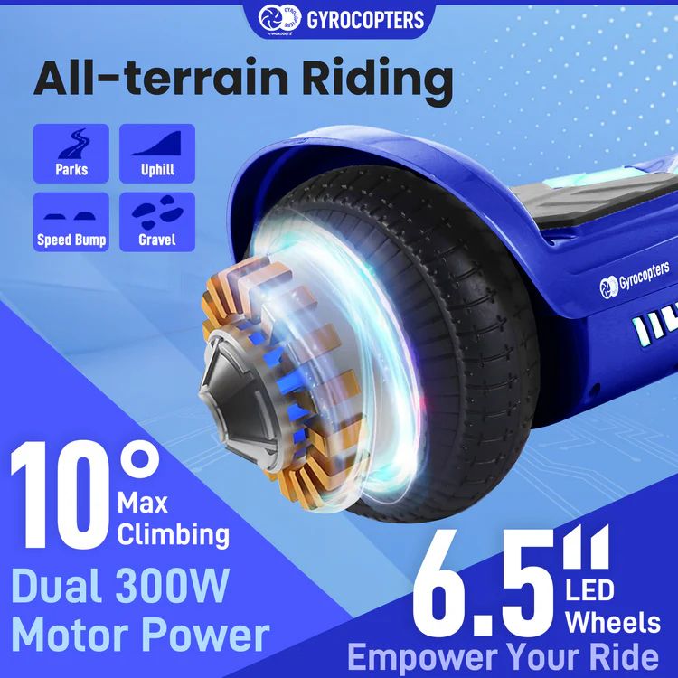 Gyrocopters Prime Hoverboard with Wireless Music Speaker - Blue by Gyrocopters - Image 5