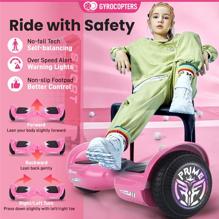 Gyrocopters Prime Hoverboard with Wireless Music Speaker - Pink by Gyrocopters - Image 3