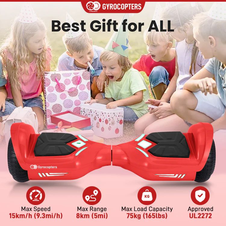Gyrocopters Prime Hoverboard with Wireless Music Speaker - Red by Gyrocopters - Image 2