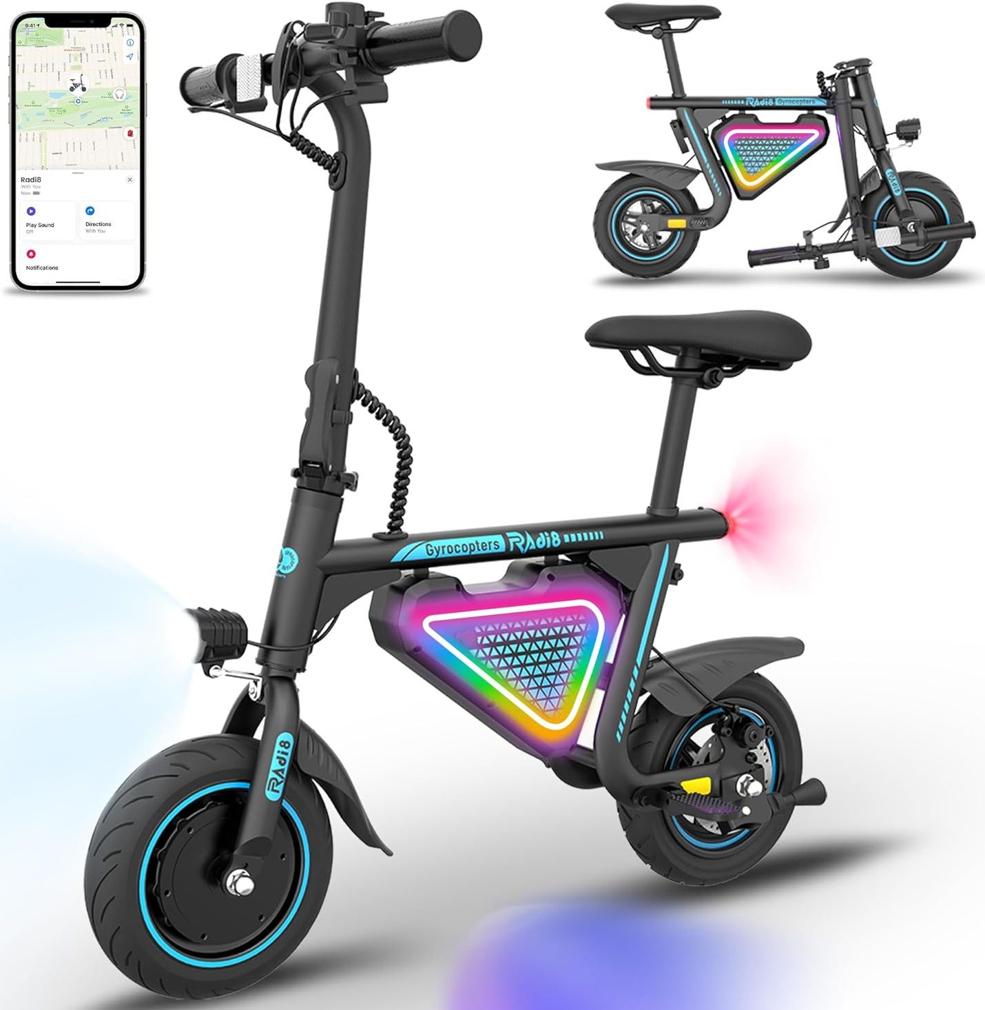 Gyrocopters Radi8 Electric Ride-on Scooter - Black by Gyrocopters - Refurbished - Very Good condition - CA$404.98