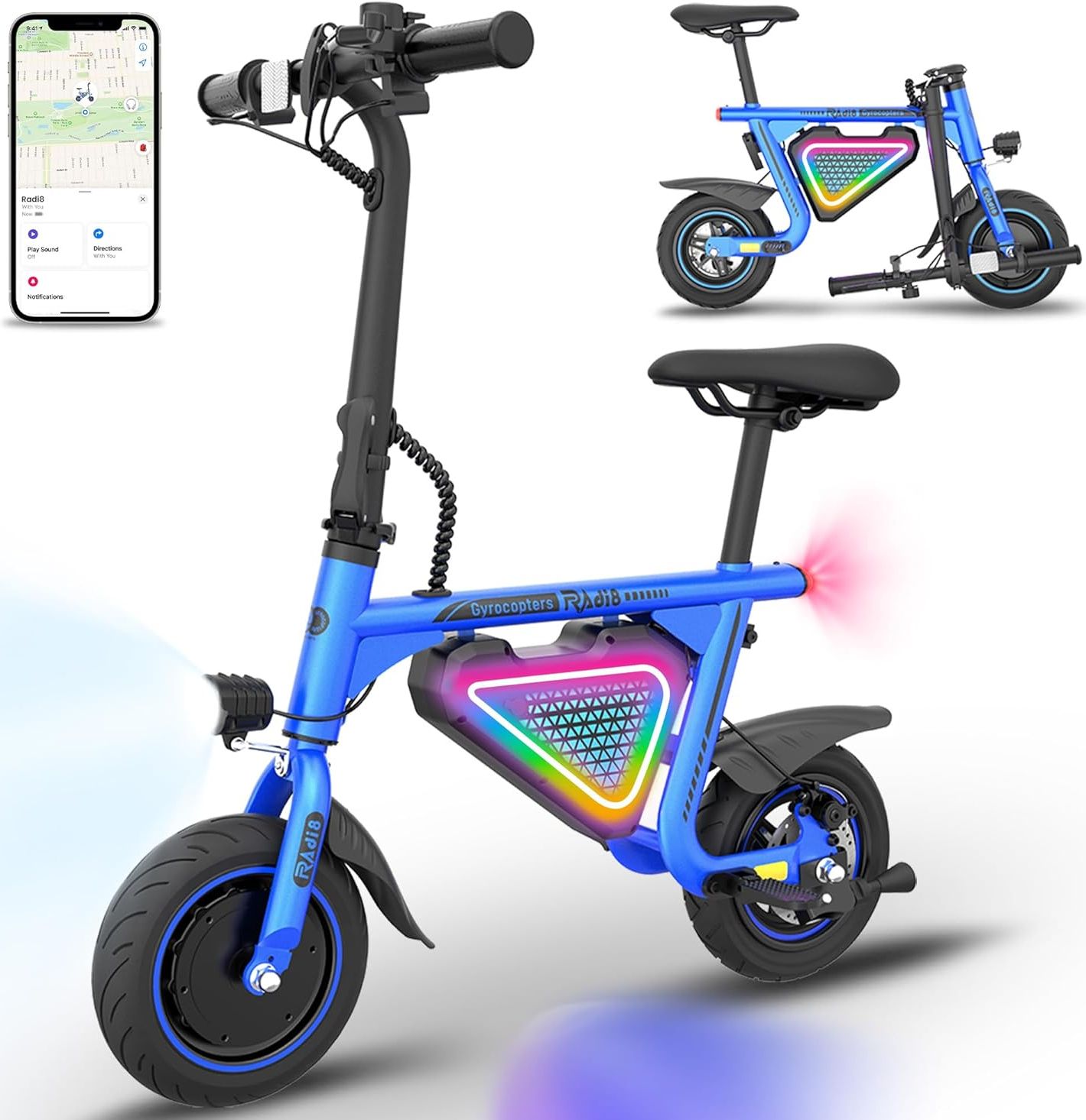 Gyrocopters Radi8 Electric Ride-on Scooter - Blue by Gyrocopters - Refurbished - Very Good condition - CA$404.98