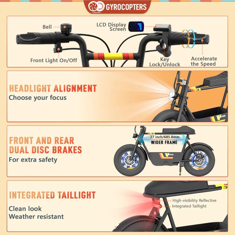 Gyrocopters Vortex Electric Scooter for Adults - Black by Gyrocopters - Image 6