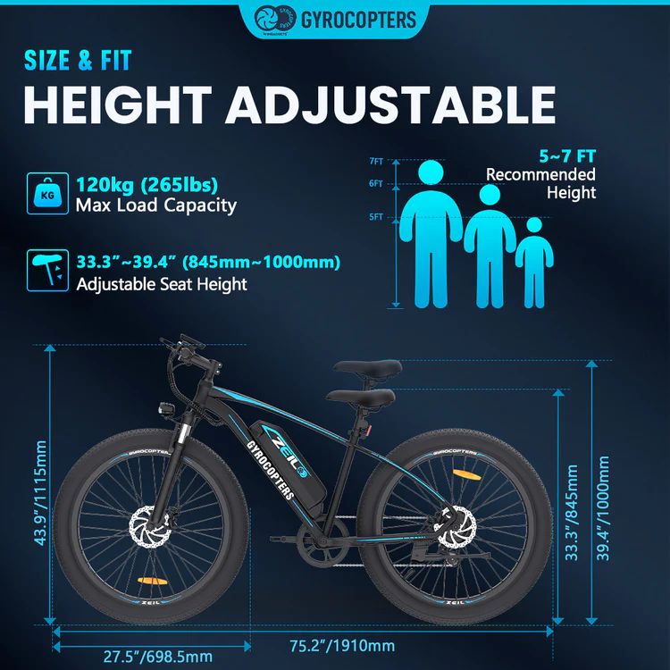 Gyrocopters Zeil Mountain E-Bike - Black by Gyrocopters - Image 4