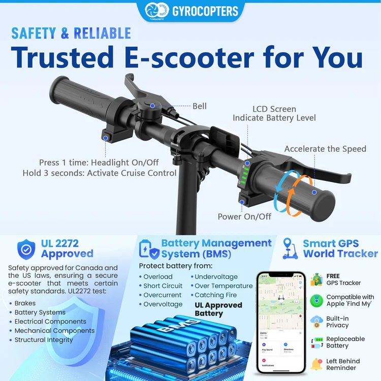 Gyrocopters Zeno Electric Scooter - Black by Gyrocopters - Image 4