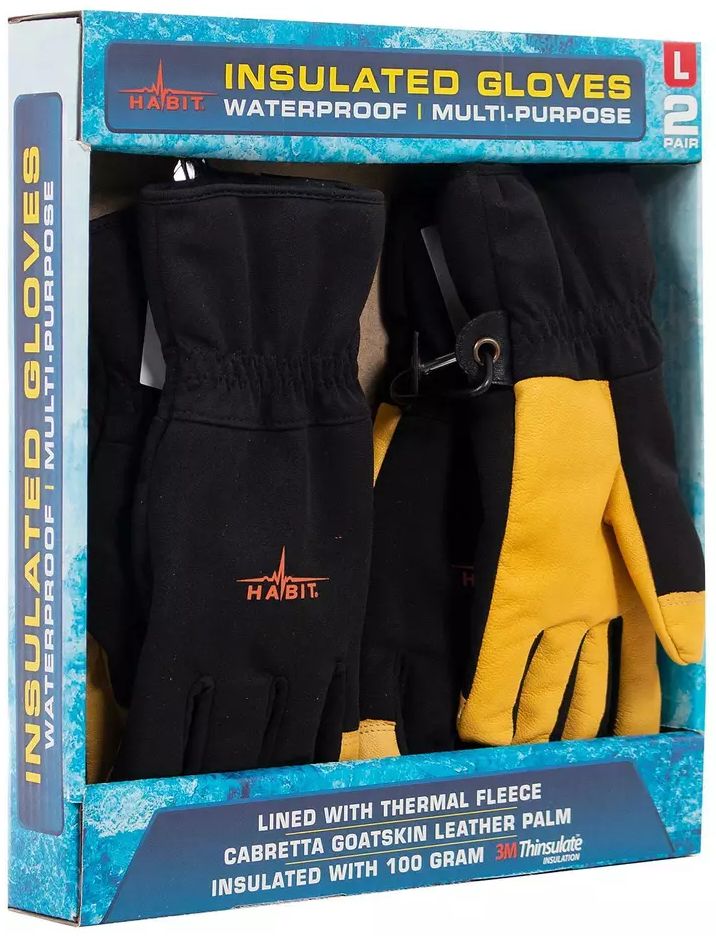 Habit Waterproof Multi-Purpose Insulated Gloves L - Black/Yellow by Habit - Refurbished - Brand New condition - US$20.98