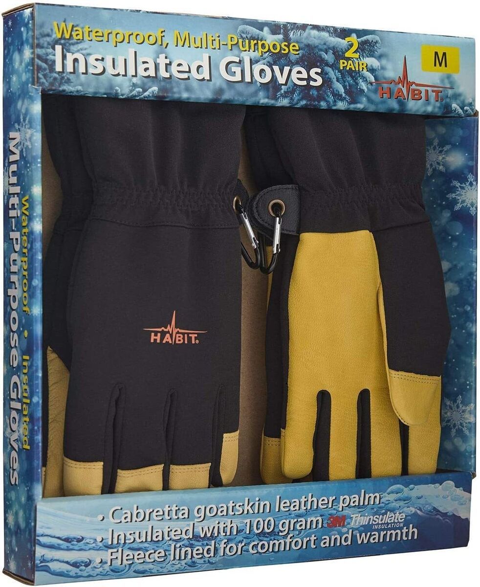 Habit Waterproof Multi-Purpose Insulated Gloves M - Black/Yellow by Habit - Refurbished - Brand New condition - US$30.98