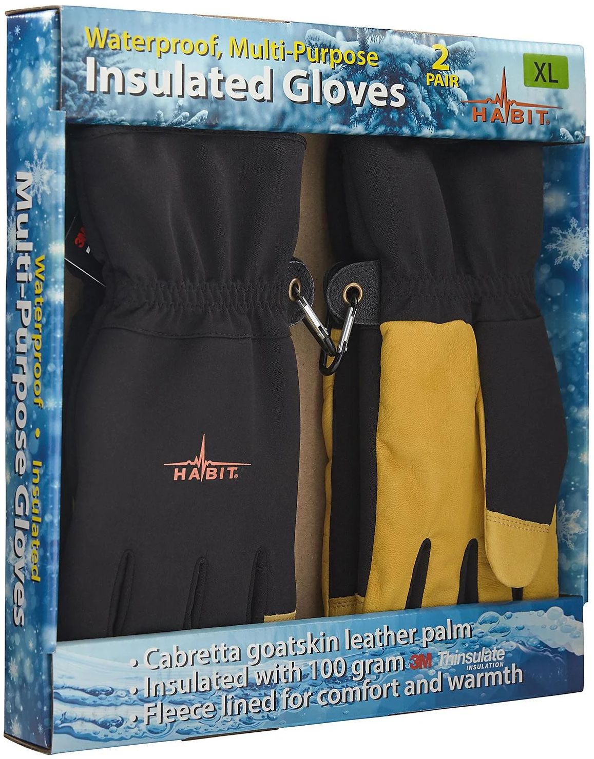 Habit Waterproof Multi-Purpose Insulated Gloves XL - Black/Yellow by Habit - Refurbished - Brand New condition - US$20.98