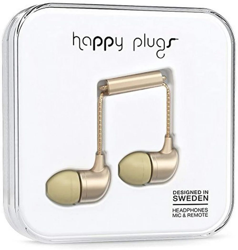 Happy Plugs Fashion-Tech In-Ear Headphones with Mic and Remote - Champagne by Happy Plugs - Refurbished - Very Good condition - CA$40.99