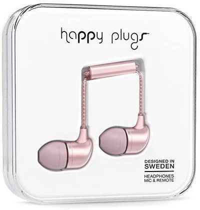 Happy Plugs Fashion-Tech In-Ear Headphones with Mic and Remote - Pink Gold by Happy Plugs - Refurbished - Very Good condition - CA$40.99
