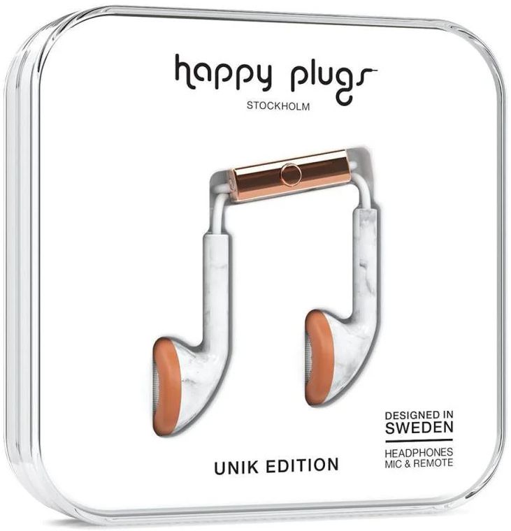 Happy Plugs UNIK Edition In-Ear Earphones - White Marble Rose by Happy Plugs - Refurbished - Very Good condition - CA$40.99