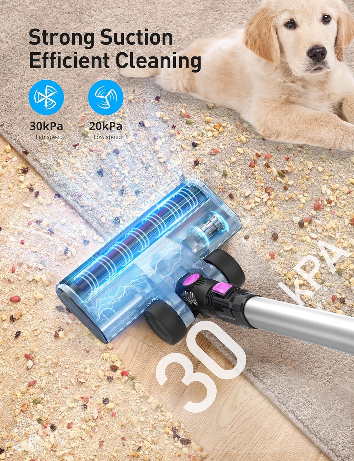 HawKam CA007 7-in-1 Rechargeable Cordless Stick Vacuum Cleaner - Purple by HawKam - Refurbished - Very Good condition - Image 2