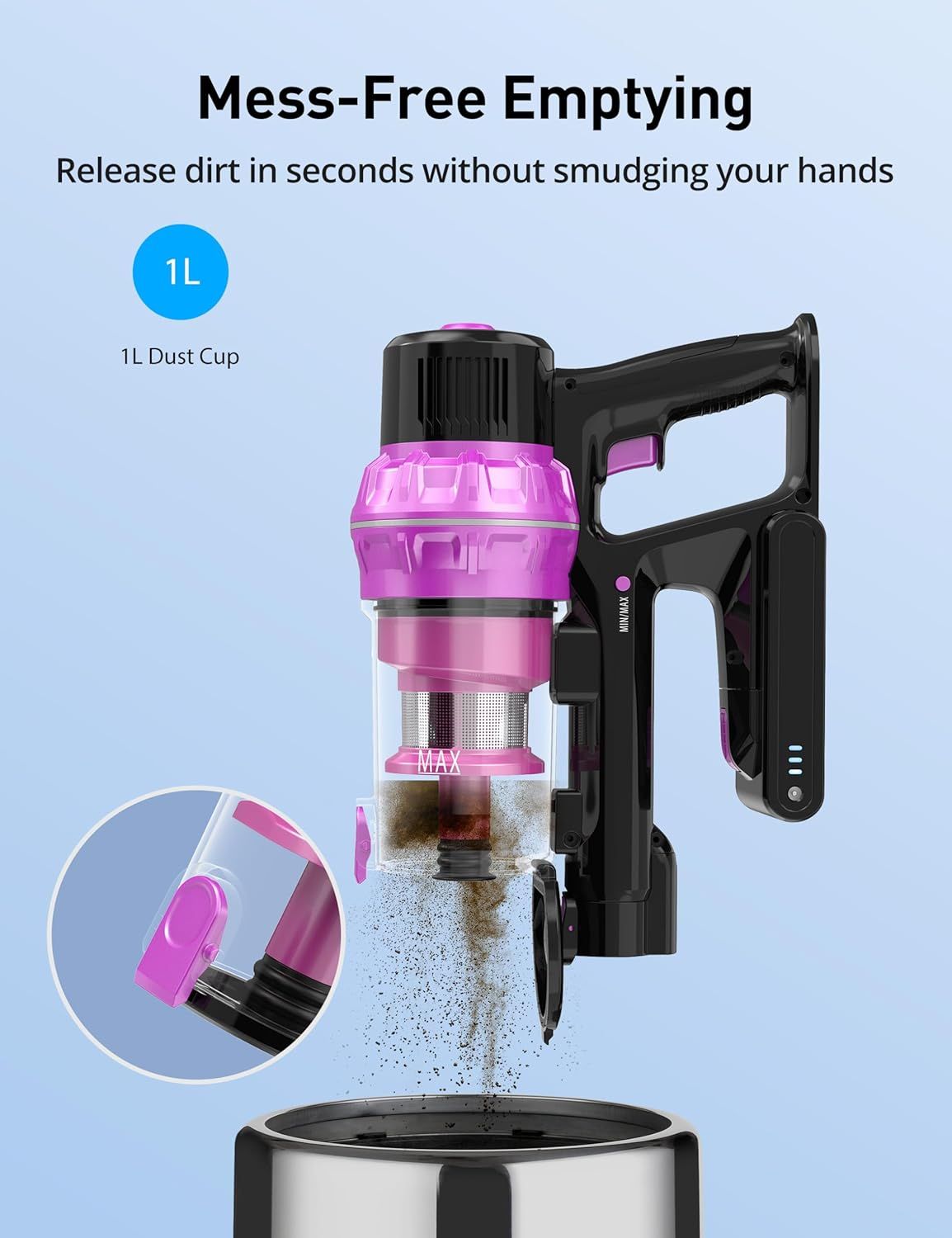 HawKam CA007 7-in-1 Rechargeable Cordless Stick Vacuum Cleaner - Purple by HawKam - Refurbished - Very Good condition - Image 4