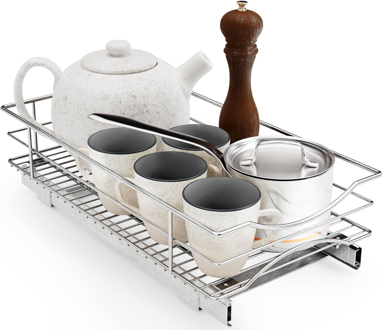 Home Zone Living Kitchen Cabinet with Slide Out Drawer (11”W x 21"L) - Stainless Steel - Very Good by Home Zone Living - Refurbished - Very Good condition - US$35.57