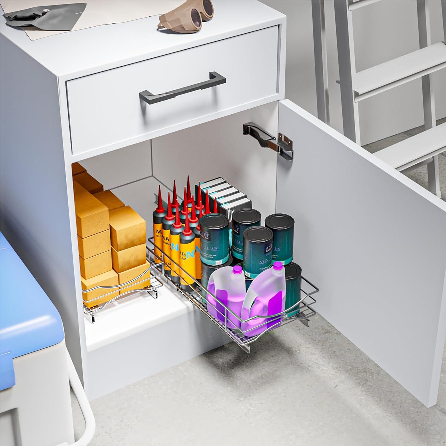 Home Zone Living Kitchen Cabinet with Slide Out Drawer (11”W x 21"L) - Stainless Steel - Very Good by Home Zone Living - Image 3