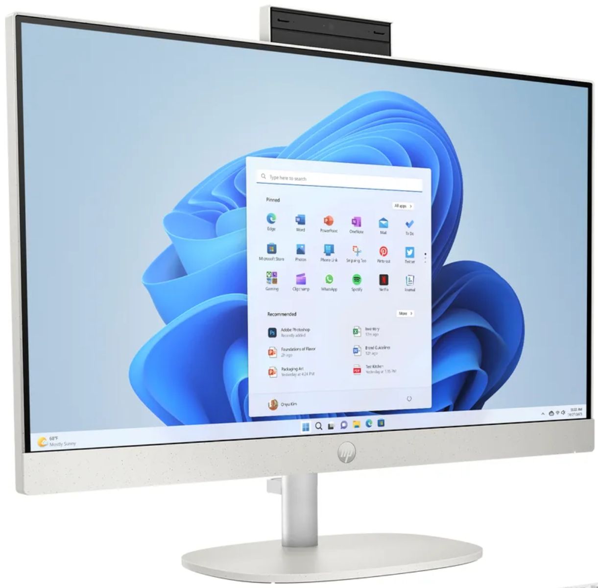 HP 27-CR0099 AIO Desktop PC 27 inch - Intel Core i3-N300 1.8GHz - 512GB - Shell White - 16GB RAM - 27 Inch by HP - Refurbished - Like New condition - Image 2