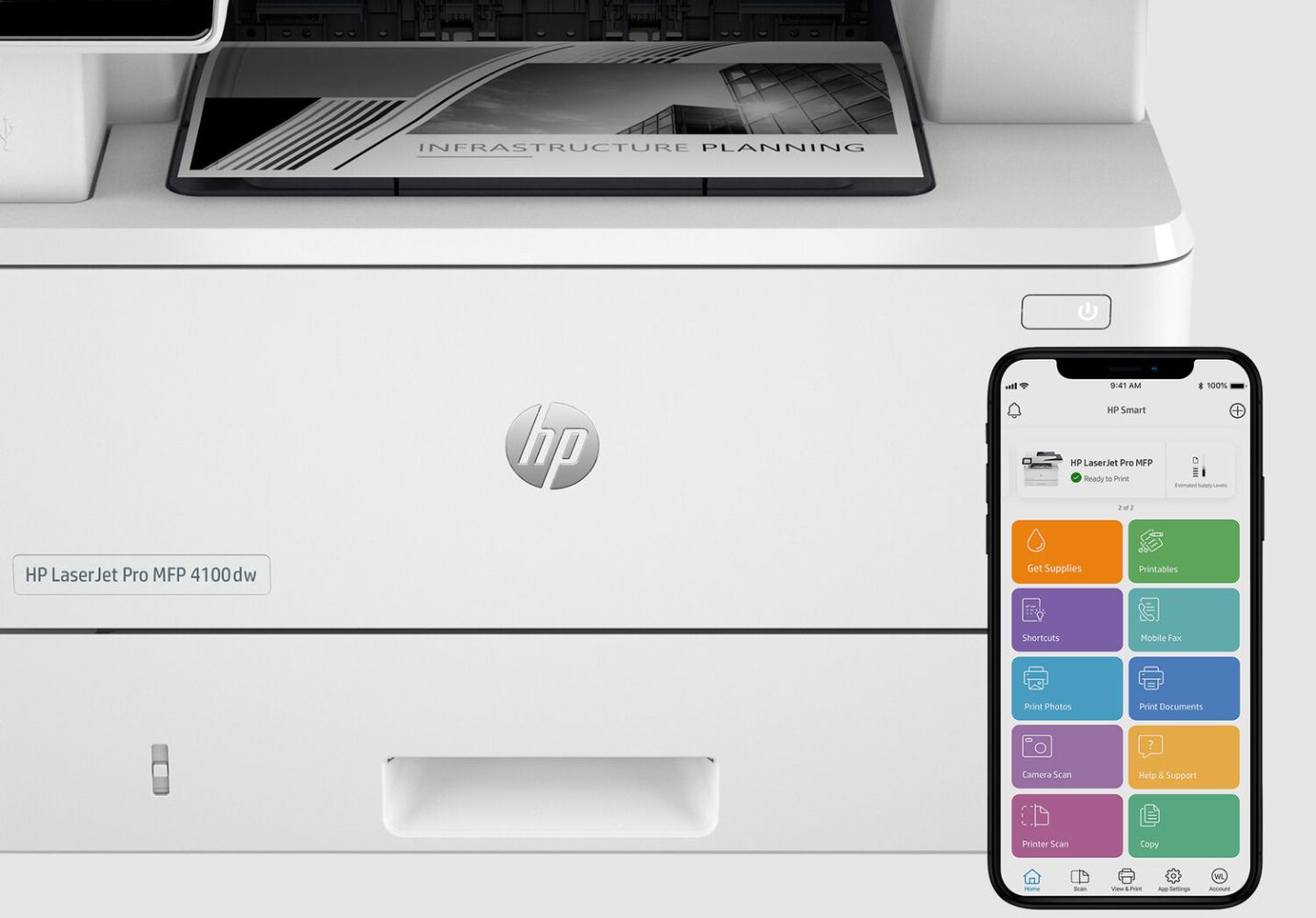 HP LaserJet Pro MFP 4101fdw Wireless Printer with Fax - White by HP - Image 5