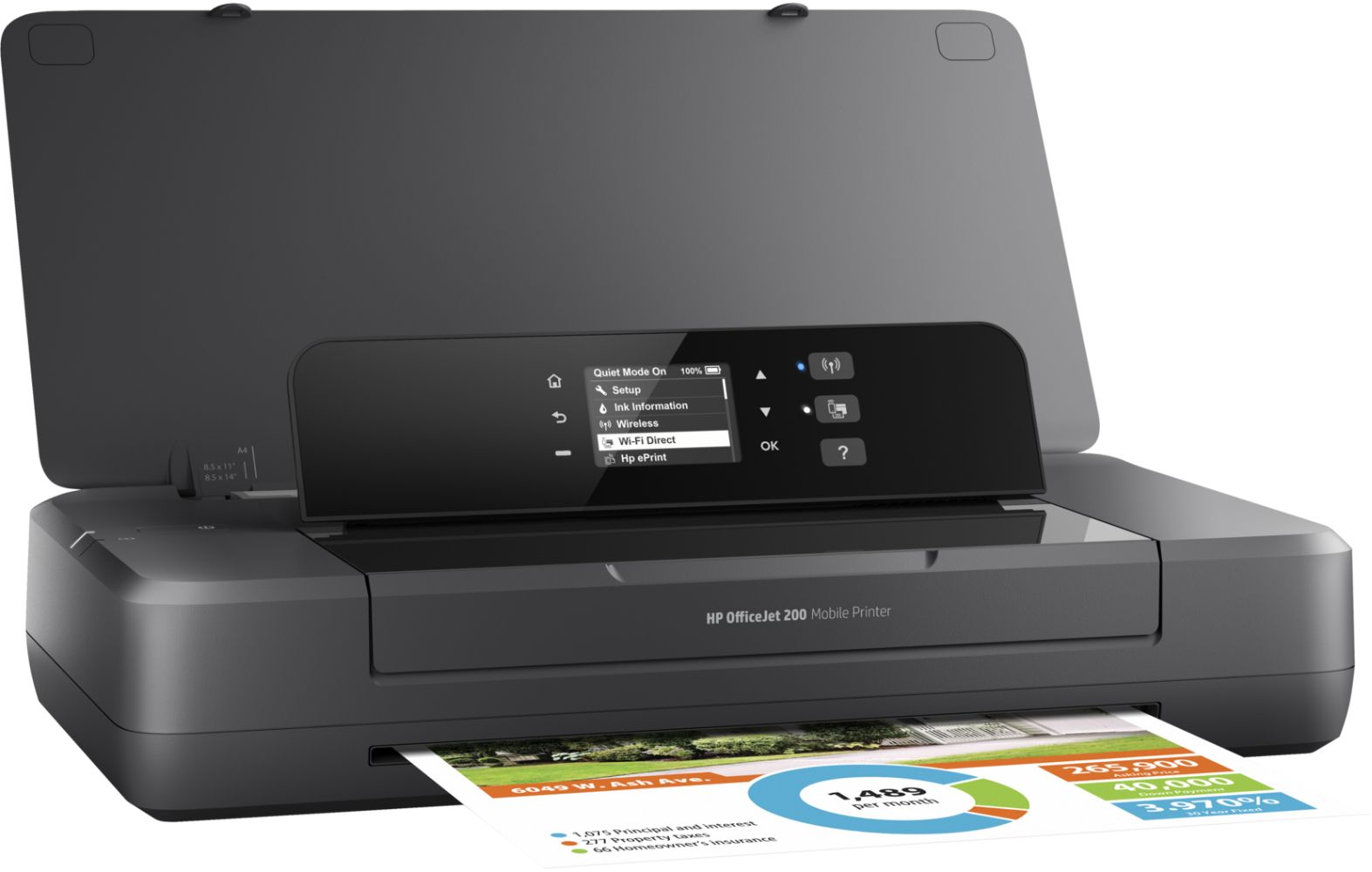 HP OfficeJet 200 Mobile Wireless Portable Color Inkjet Printer - Black by HP - Image 2
