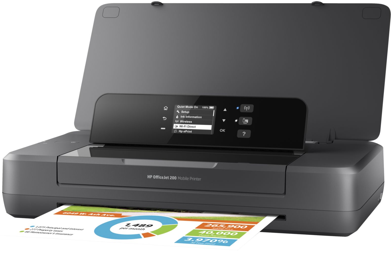 HP OfficeJet 200 Mobile Wireless Portable Color Inkjet Printer - Black by HP - Image 3