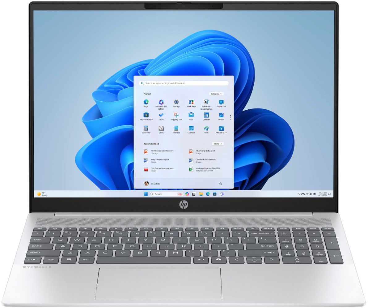 HP HP OmniBook 5 16-af1037nr AI Laptop 16" - Intel Core Ultra 7 255U 2.0GHz - 16GB - 512GB - Glacier Silver - 16 Inch - Very Good - Standard Battery by HP - Refurbished - Very Good condition - US$682.98