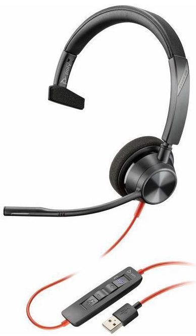 Poly Blackwire 3310 USB-A Mono Wired Headset - Black by Poly - Refurbished - Very Good condition - US$99.49
