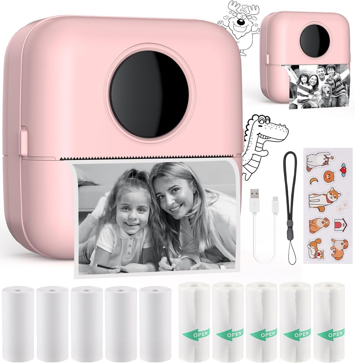HuiJuKeJi X5 Mini Sticker Printer Smart Pocket Inkless Thermal Printer - Pink by HuiJuKeJi - Refurbished - Very Good condition - US$23.70