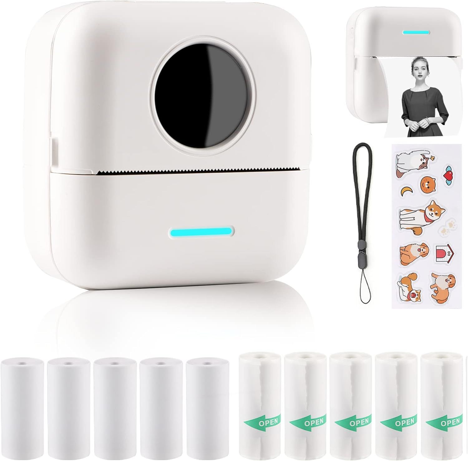HuiJuKeJi X5 Mini Sticker Printer Smart Pocket Inkless Thermal Printer - White by HuiJuKeJi - Refurbished - Very Good condition - US$29.48