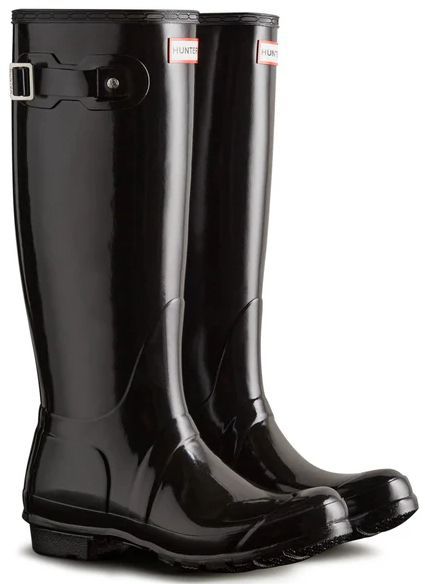 Hunter Women's Original Tall Gloss Rain Boots 8 - Black by Hunter - Image 2