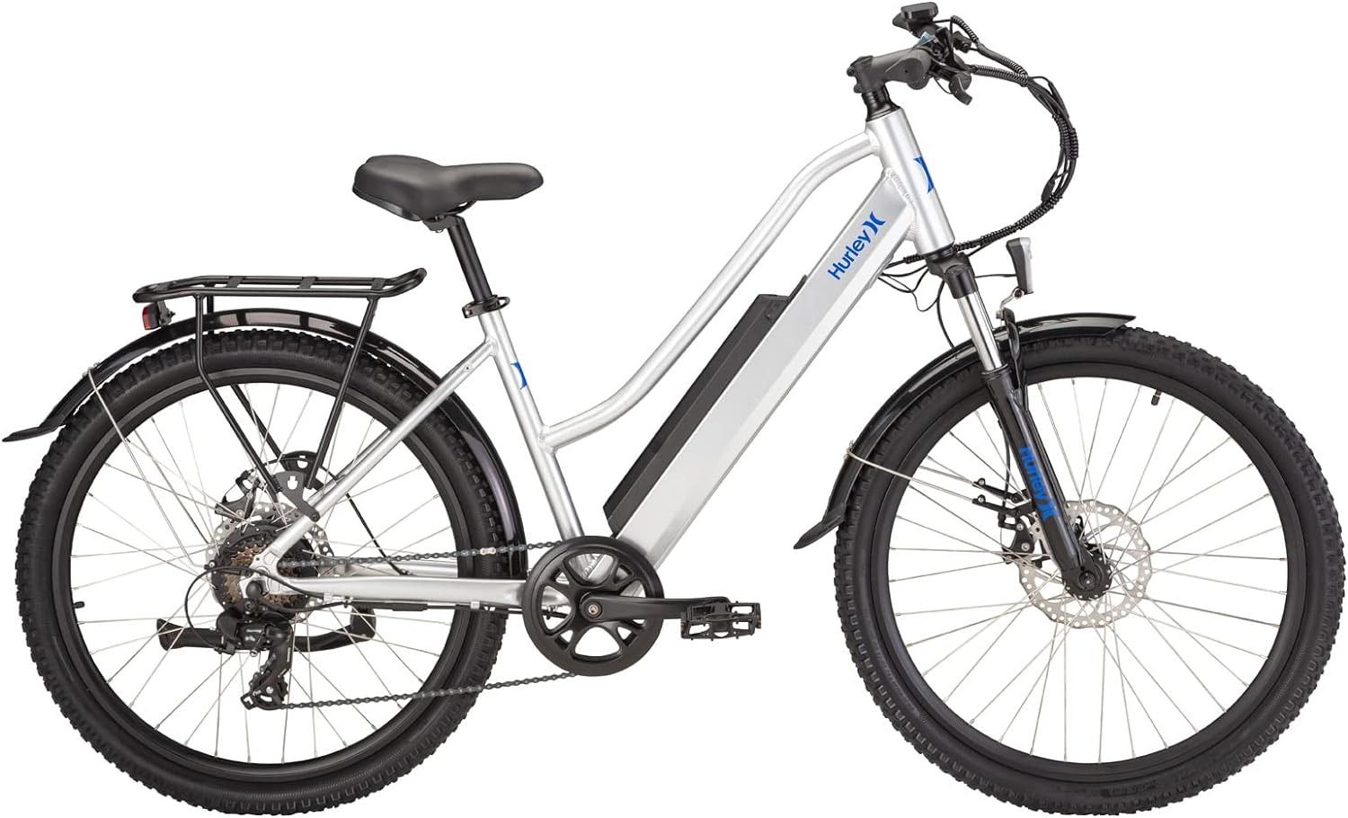 Hurley J-Bay E Electric E-Bike with 7 Speed and Disc Brakes - Silver by Hurley - Image 2