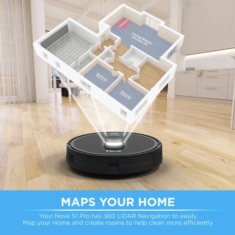 iHome Autovac Nova S1 Pro Robot Vacuum - Black by iHome - Refurbished - Like New condition - Image 2