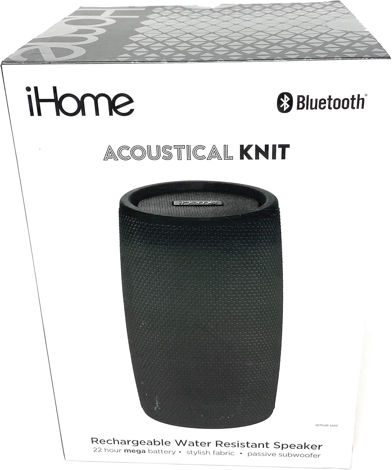iHome iBT77V3BX Acoustical Knit Rechargeable Water Resistant Speaker - Black by iHome - Image 3